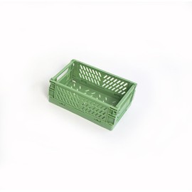 Clapoyis Folding Container, 3.9 x 5.9 x 2.2 inches (9.8 x 15 x 5.7 cm), Mini Tabletop Basket, Desk Storage (Green)