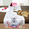 KAMACA Table Runner Spring Easter Flowers Rabbit Decor Easter Bunny