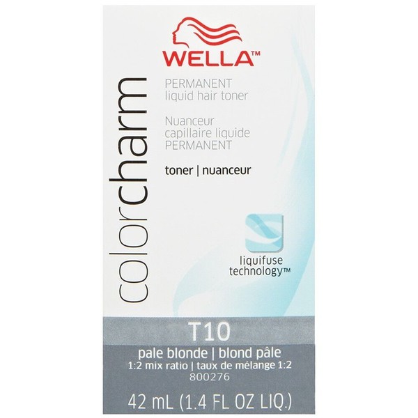 WELLA COLOR CHARM HAIR ADDITIVE TONER DYE LIQUID T10 PALE BLONDE PACK OF 12