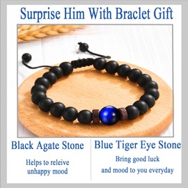 OAVOOK Bonus Dad Gifts Fathers Day Beaded Bracelets Stepdad Birthday, Christmas Gift for Men
