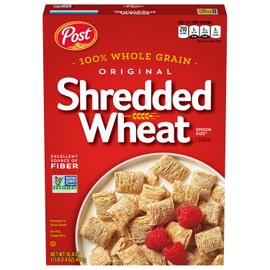 Post Spoon Size Shredded Wheat, Whole Grain Cereal, Excellent Source of Fiber, Kosher 16.4 Oz Box (Pack of 6)