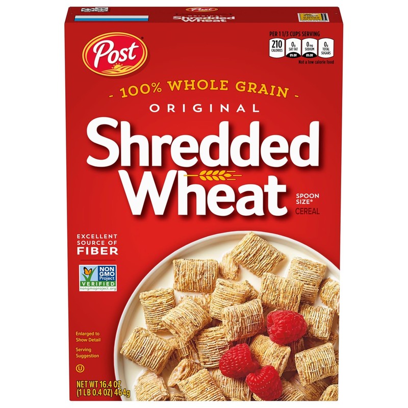 Post Spoon Size Shredded Wheat, Whole Grain Cereal, Excellent Source