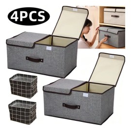Cajas Organizadoras Ropa Tela Plegable Cesto Con Tapa 4 Pcs Redluck