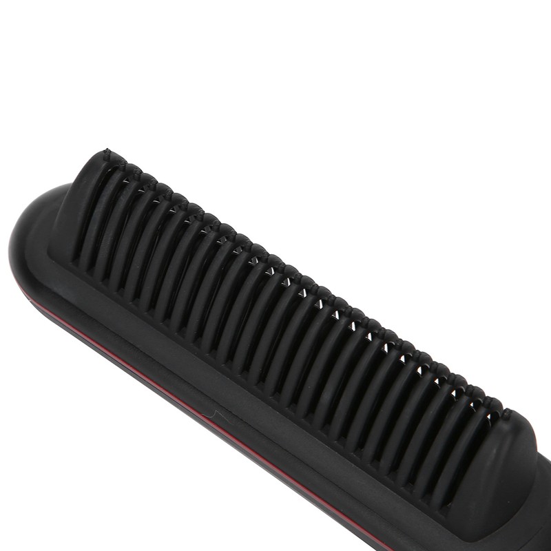 Electric Hair Straightener Comb Anti Scald Beard Straightener Brush (Black