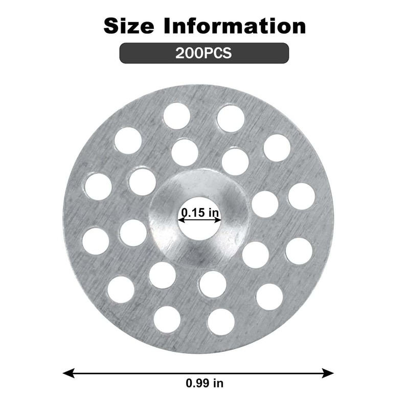 AccEncyc 1 Inch Plaster Washers 200 Pcs Plaster Buttons Metal