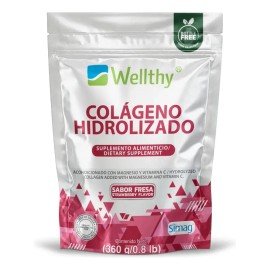 Wellthy Colageno Hidrolizado Magnesio Vit C Sabor Fresa 360g Fresa                                                                                    