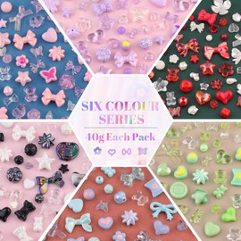 TINKRSTUFF 260PCS 6 Mixed Colors Assorted Acrylic Cute Beads for Bracelet Making,GummyBear Bow Flower Candy Butterfly Star Heart Kawaii Charms for Jewelry Making DIY Necklace Keychain Phone Charm(260-320PCS)