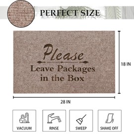 Welcome Mat Outdoor Entryway Please Leave Packages in The Box Mats for Front Door with Rubber Backing Doormat Indoor Mat Funny Non Slip Natural Mat Brown