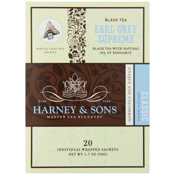 Harney and Sons Earl Grey Supreme Tea, 20 Count (Pack of 6)