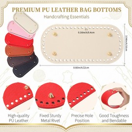 Sunnymove 24 Pcs Bag Bases for Crochet Purse Kit Include 6 Crochet Bag Bases 6 Leather Purse Strap Replacement Set 6 Snap Buckles for DIY Making Kit Handbag Tote Supplies(Pink Brown,Long Handle)