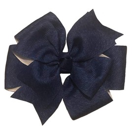 Dark Denim Pinwheel Hair Bow