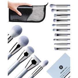 Make Up Brush Set, 15 Pieces EIGSHOW Professional Make Up Brush Kit, Foundation Powder Concealers Eyeshadow Makeup for Eyes Face Liquid Cream Cosmetic Brush Kit (Light Blue)