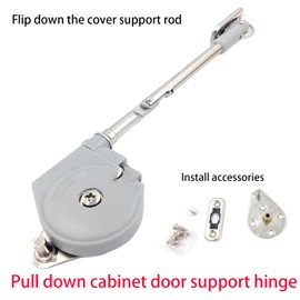 （2pack） Bottom Opening Support Hinge Soft Close 105 Degree Opening and Closing Support Rod Hinge, Very Suitable for Display cabinets/Downward Opening flip Door Installation