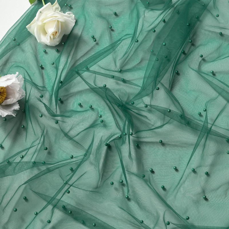 Artoid Mode Pearl Dark Green Gauze Table Runner 120 Inch