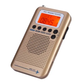 Aviation Radio,AIR/FM/AM/CB/SW/VHF Full Band Portable Shortwave Radio Receiver Handheld Airband Radio Built-in 700mAh Battery LCD Display with Headphone(Gold)
