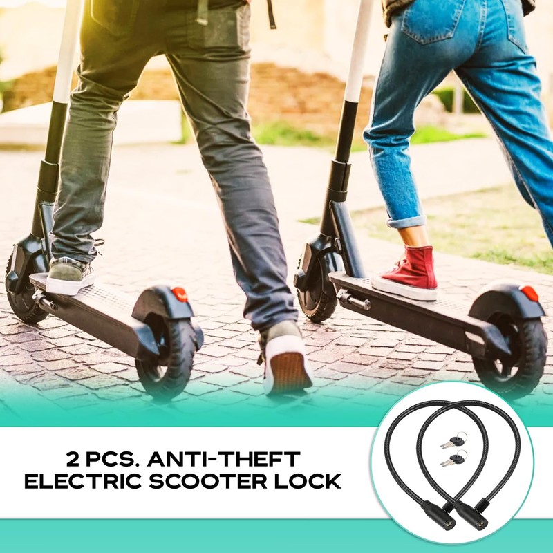 E Scooter Lock Pack of 2 Cable with Keys Steel