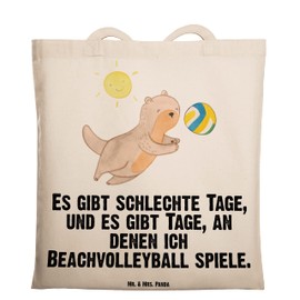 Mr. & Mrs. Panda Otter Beach Volleyball Tote Bag, Gift, Shopper, Sportsman, Jute Bag, Shoulder Bag, Sports, Jute Bag, Gift, Hobby, Shopping Bag, Beach Bag, Ball Sports, White, Hand Drawn