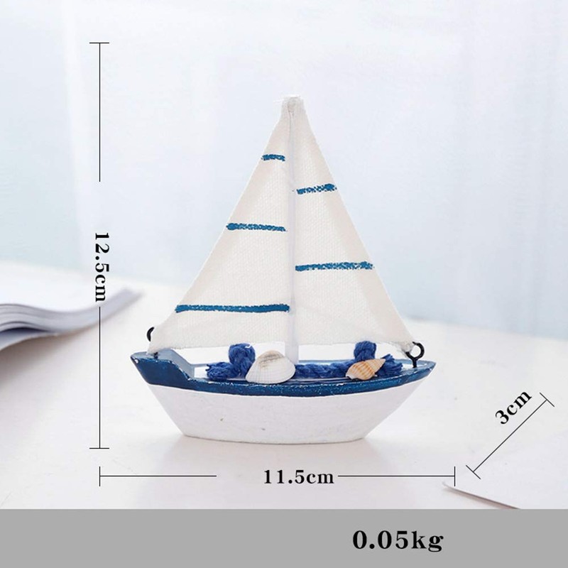 VOSAREA Wooden Sailboat Ornament Sailboat Model Beach Nautical Decoration