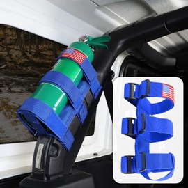 Voodonala for Jeep Roll Bar Fire Extinguisher Holder 2.5-3LB Adjustable Strap Bracket Mount for 1965-2024+ Jeep Wrangler TJ CJ YJ JK JKU JL JLU JT, Blue, 1pc