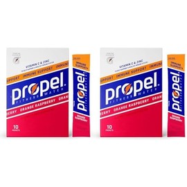 GARIZZE Sobres de Polvo Propel, Naranja Y Frambuesa Con Electrolitos Y Vitaminas, 20 Sobres (Paquete de 2) - En Caja