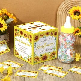 Glenmal 52 Pcs Baby Shower Games Gift Sets Large Baby Bottle for Shower Game Guess How Many Candies Baby Shower Decorations for Baby Shower favors Games Gender Reveal (Sunflower)