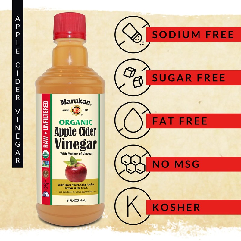 Marukan Organic Apple Cider Vinegar With Mother, Raw & Unfiltered,