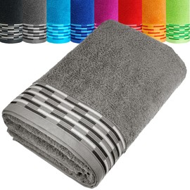 Lashuma Lugano Sauna Towel XXL Grey Terry Towelling Bath Towel Large 80 x 200 cm