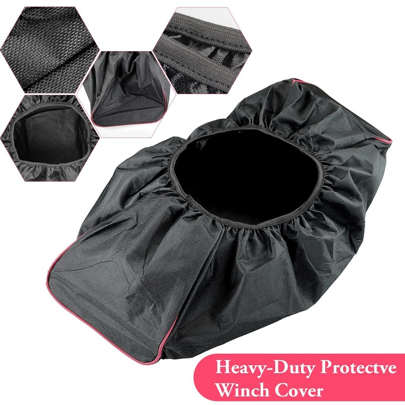 ZCYKJ Car Winch Cover Black Waterproof Dust Resistant Soft Winch