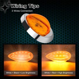 Wodvyss 2Pcs 6" Amber Lens Amber LED Side Marker & Turn Signal Light, 15 LED Oval Sleeper Cab Clearance Light for Freightliner Century/Columbia, Universal Truck Trailer, Surface Mount, Chrome Bezel