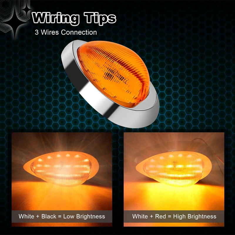 Wodvyss 2Pcs 6" Amber Lens Amber LED Side Marker &