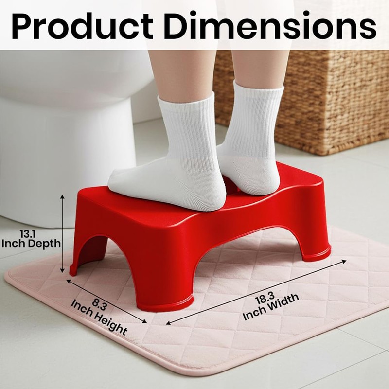 ASPIRE UK Squatting Toilet Stool White Red Ergonomic Toilet Footrest