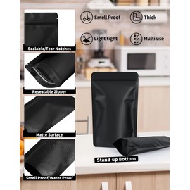 100 Pack Resealable Stand Up Bags,7.9" x 11.8" Smell Proof Pouch Sealable Foil Pouch Bags for Packaging (Red)