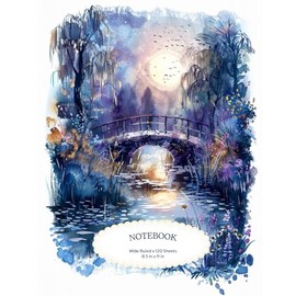 120-Page Lined Notebook, Misty Violet Bridge: 8.5" x 11" Purple Foggy Bridge Scene – Ideal for Notes, Ideas & Creative Writing