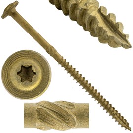 Jake Sales #15 x 5 Construction Lag Screw Exterior Coated Torx/Star Drive Heavy Duty Structural Lag Screw Far Superior to Common Lag Screws (100 Screw Count) Modified Truss Washer Head