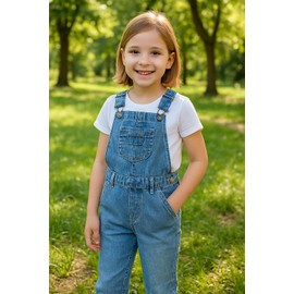 A2Z 4 Kids Girls Denim Dungaree Ripped Jeans Full Length - Dungaree D83 Light Blue 7-8