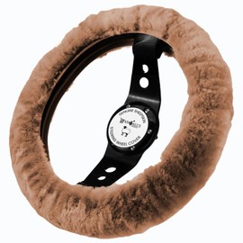 Andalus Brands Australian Sheepskin Steering Wheel Cover, Anti-Slip Universal 15 Inch Fuzzy Steering Wheel Cover Offers a Plush Velvet-Like Touch, Eco-Friendly Fluffy Steering Wheel Cover (Tan)
