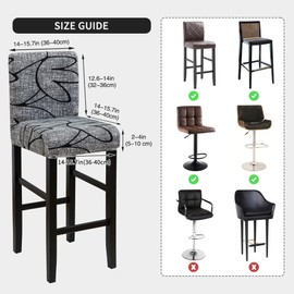 FORCHEER Waterproof Bar Stool Chair Cover with Backs Set of 4 Floral Stretch Dining Barstool Slipcovers for Short Back Counter Stool Chairs Removable Washable