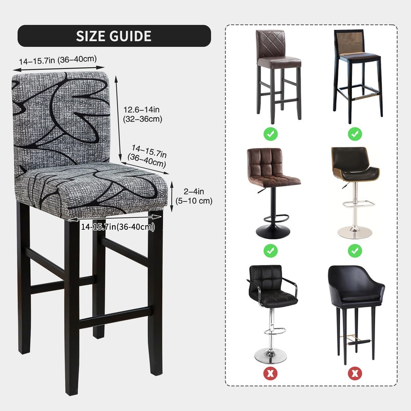 FORCHEER Waterproof Bar Stool Chair Cover with Backs Set of