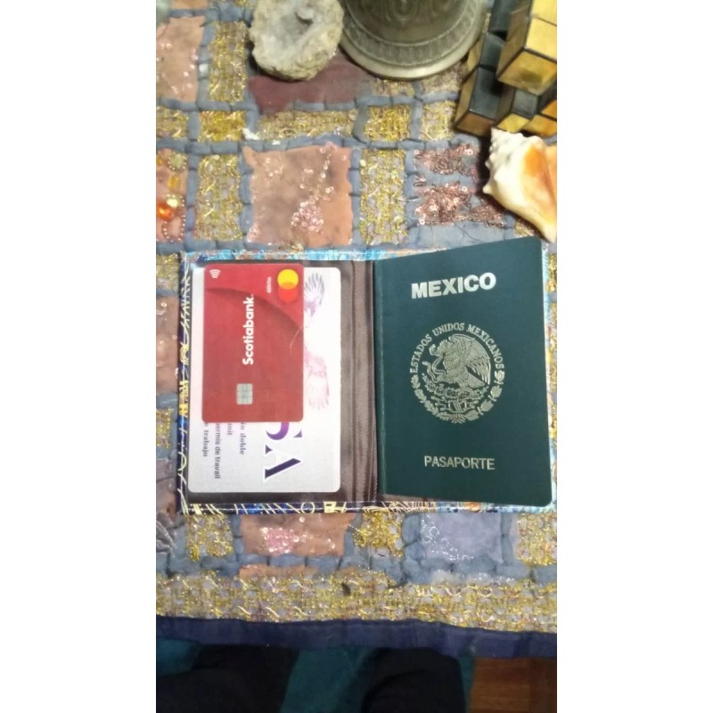 Vintage Funda Pasaporte Estampada Visa Id Porta Documentos