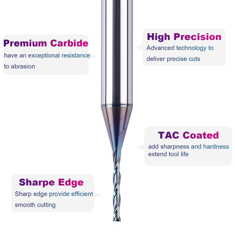 SpeTool 1/16 Inch Up Cut Spial Router Bit 1/4 Inch