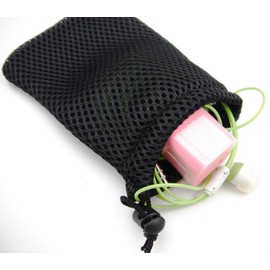 ALL in ONE 6pcs Nylon Mesh Drawstring Bag Pouches for Mini Stuff Cellphone Mp3 9x14cm (3.5x5.5 Inch) (Black)