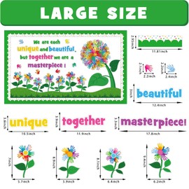 Spring Flowers Bulletin Board Decorations Set, Spring Tree Classroom Decoration Watercolor Handprint Flowers Cutouts February March April Library Home Window Wall Party Decor for Teacher