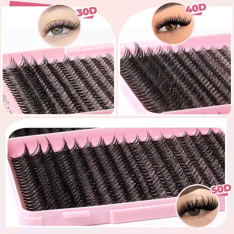 Wispy 위스피 래쉬 클러스터 키트 800개 확장 DIY 속눈썹 30D&40D&50D