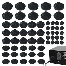 Menibeuty 60Stück Kabeldurchführung Gummi Für Kabel Draht, Gummitüllen Für Kabel 10/20/25/30 mm Gummi Tower, Kabeltülle Gummi(Schwarz)