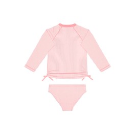 weVSwe Girls Swimsuits UPF 50+ Long Sleeve Rash Guard UV Sun Protection Swimwear Bathing Toddler Suit Rashguard Sets Bow Pink Stripe 7-8 Years