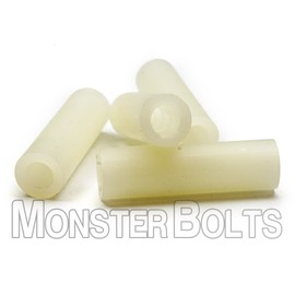 MonsterBolts Bulk Qty 1,000 - 3/8 Round Spacer #8 x 1" - White Nylon 6/6 - Made in USA