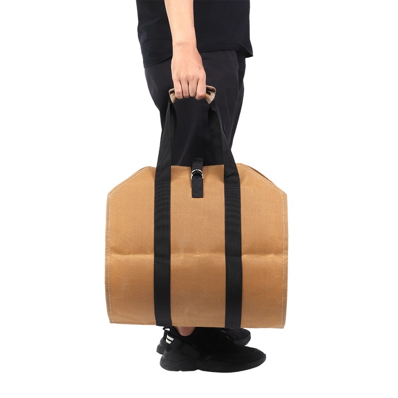 Waxed Canvas Waterproof Large Portable Firewood Holder Bag Log Carrier