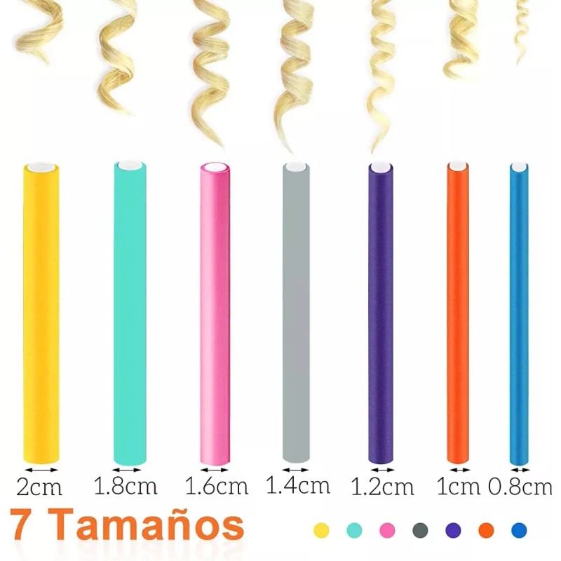 Rizadores De Cabello Sin Calor, 42pcs Rizo Tubos Cabello
