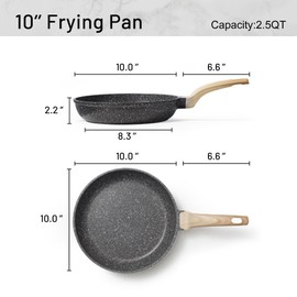 CAROTE Non Stick Frying Pan Skillet, Omelet Pan, Healthy Non Toxic Granite Chef Pan, Induction Compatible Egg Frying Pan with Heat-Resistant Handle, PFOA-Free,Black, 10"