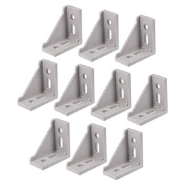 sourcing map Inside Corner Bracket Gusset, 60mm x 60mm for 3030 Series Aluminum Extrusion Profile, 10 Pcs (Silver)